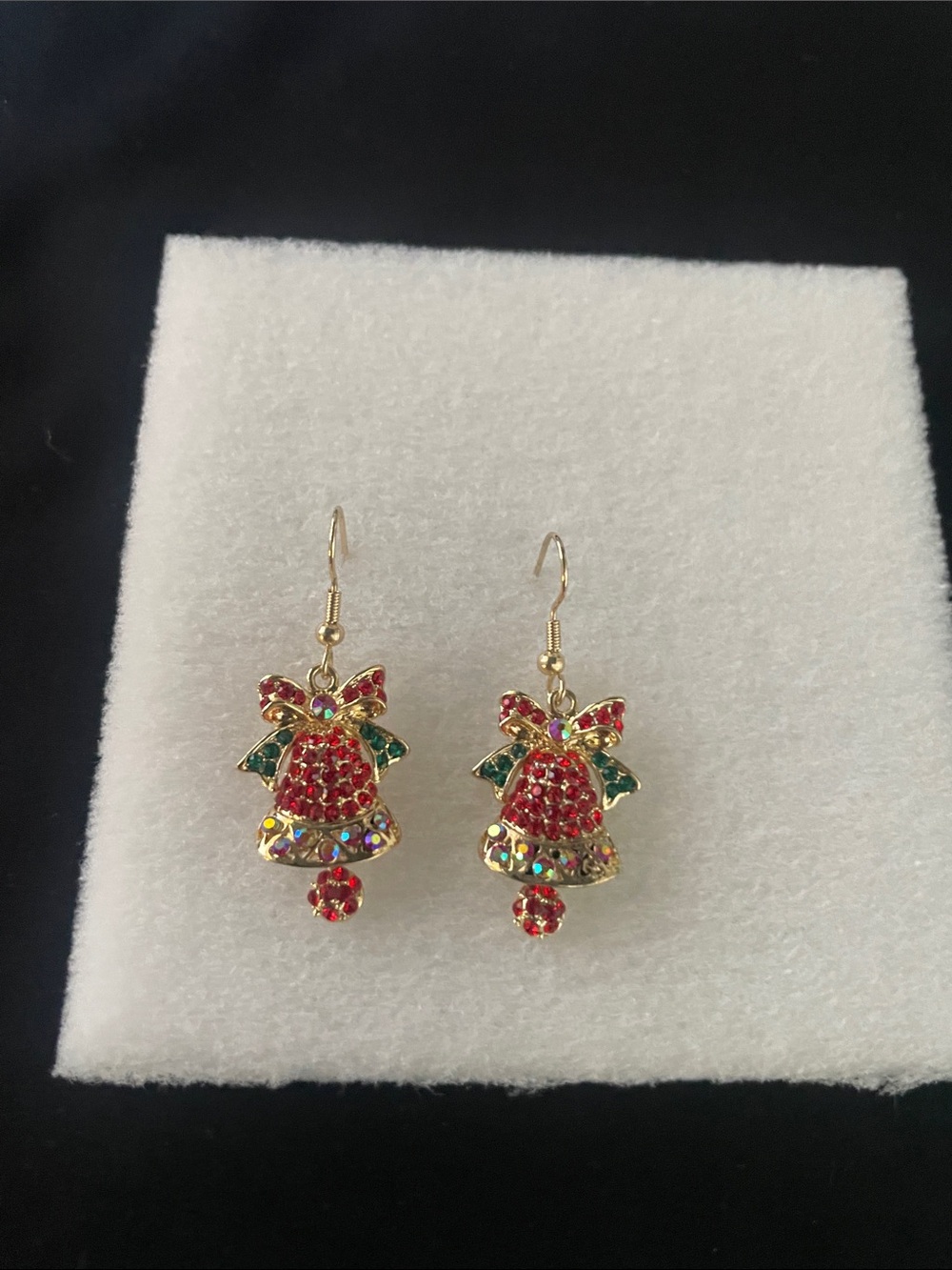 Gold-Tone Red and Green Crystal Bell Drop Earrings - Women Jewelry